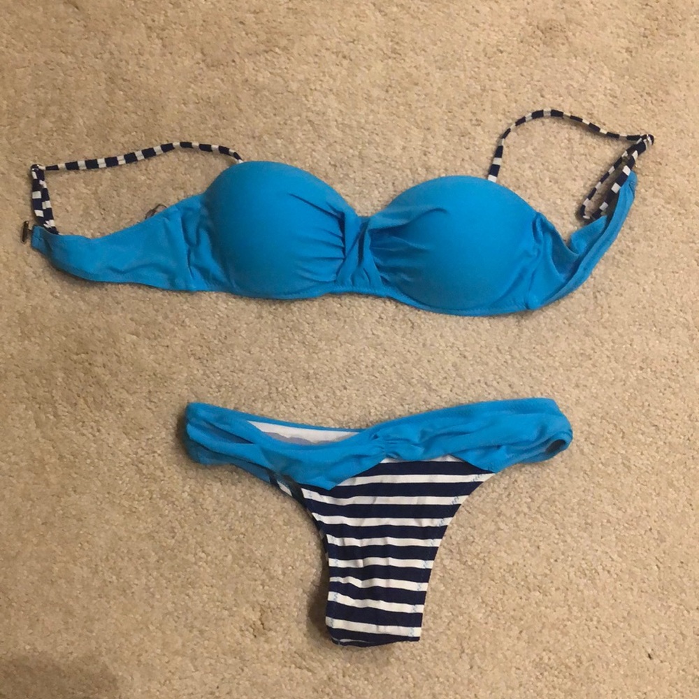 Striped blue bikini